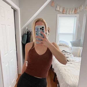 Brown Ribbed Abercrombie Racerback